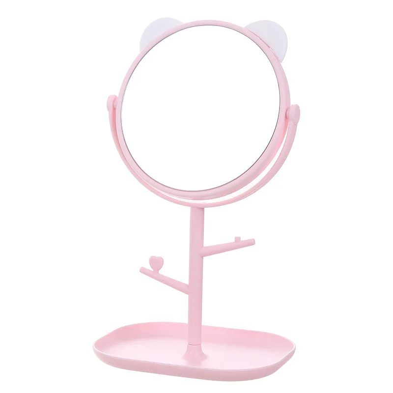Gmagic Hot Selling Oval Shape Plastic Fancy Frame Makeup Desktop Mirror With Case