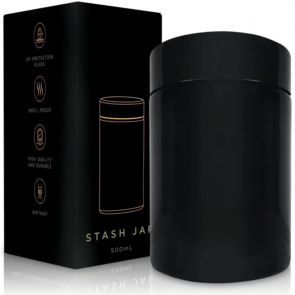 Stash Jar Smell Proof Container or Herbs UV Light Protection for Herbs & Spices Seasoning and Kitchen Organization & Storage