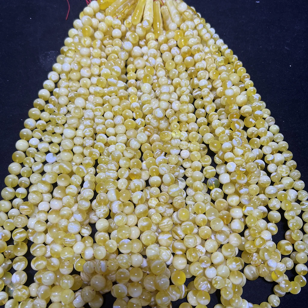 Natural Russian amber jewelry High quality white tiger skin transparent pattern 10-14mm complete Muslim prayer beads with Imam