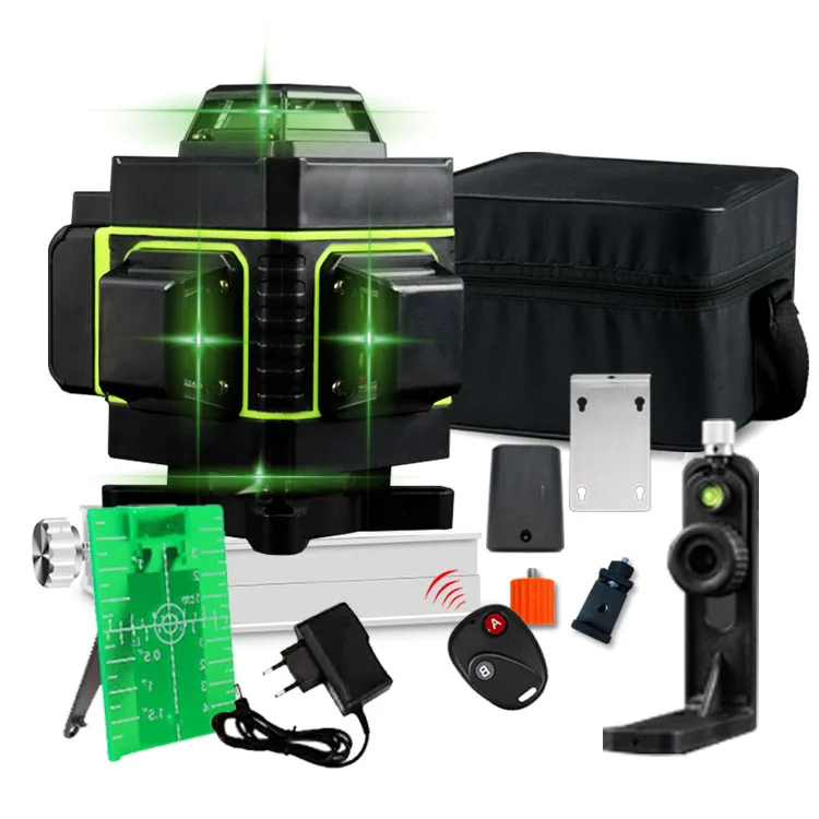 Green 360 Self Leveling Rotary Laser Level 4D 16 Lines Cross Line Laser Surveying Measuring Tools construction tools