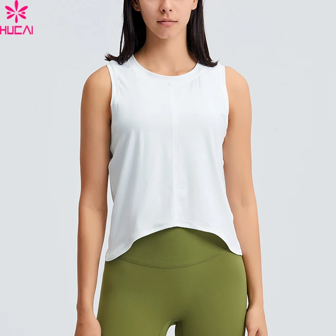 Wholesale Moisture Wicking Blank Loose Crop Basic Slim Fitting Tank Top Fitness T shirt Tank Top