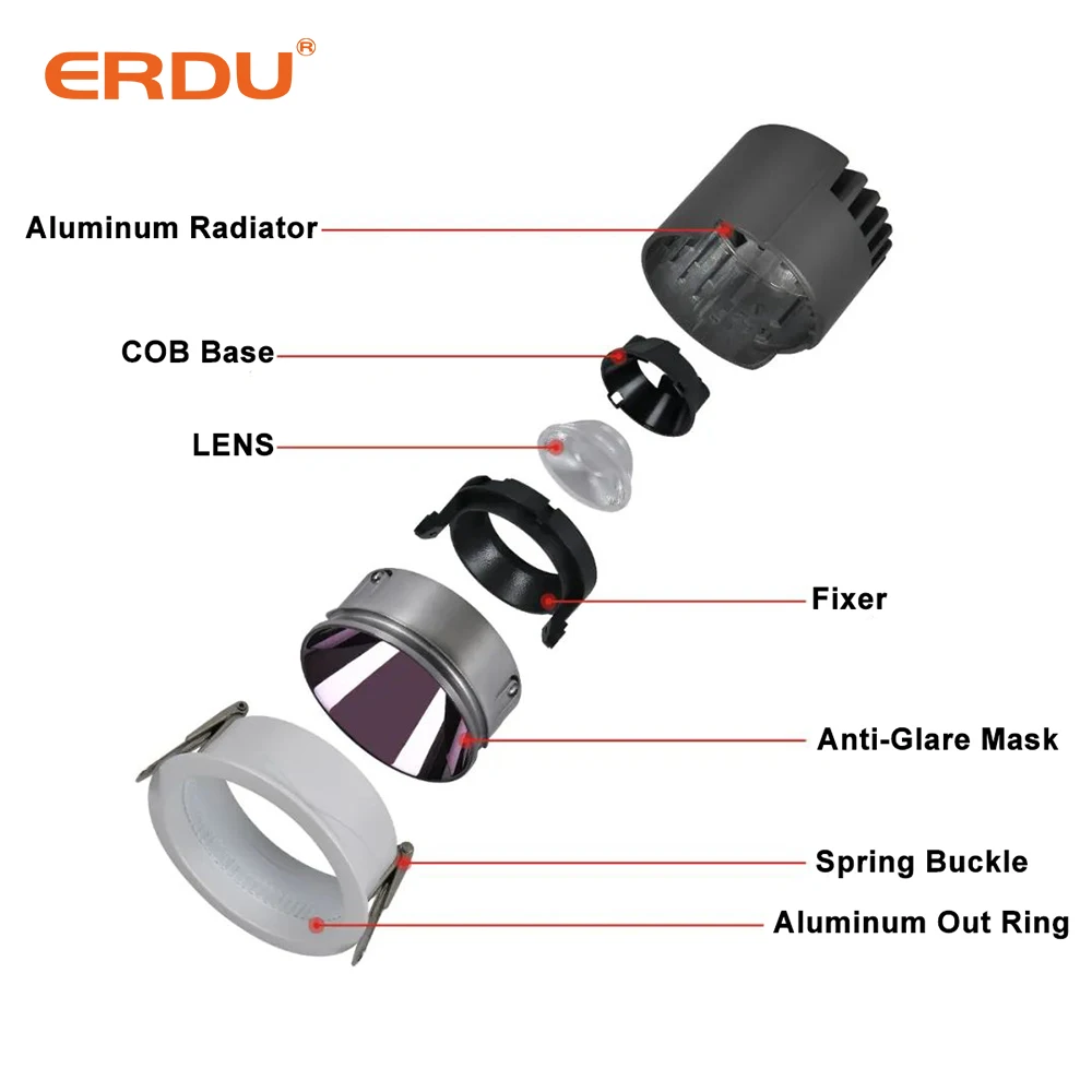 ERDU Led Spotlight 15 Watt Rgb Led Spotlight Wifi Tuya Control  Led Downlight Smart Home Light