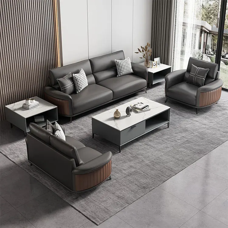 High quality modern luxurybrand big whole house decor leather mid-century modern modular sofa