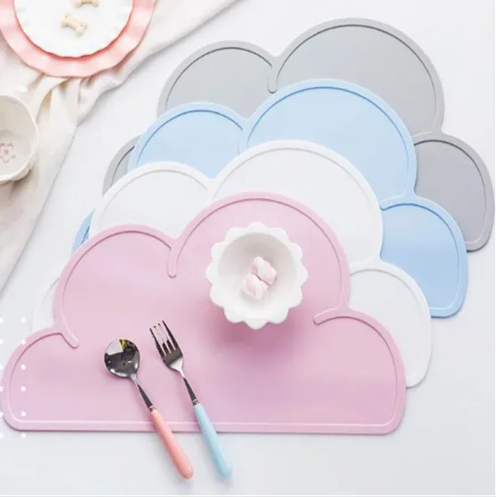 Silicone Hot Insulation Pad Cloud Shaped Baby Kids Plate Mat Table Mat BPA Free Waterproof Home Kitchen Mat