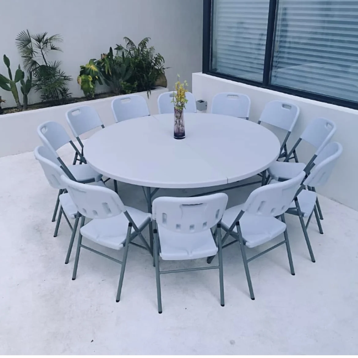 Wholesale 60 inch HDPE Circle Dining table Wedding Banquet White folding round plastic table
