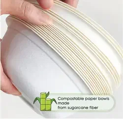 Compostable Biodegradable Disposable 24 /32 oz round bowl Sugarcane Bagasse Pulp Salad Soup Bowl