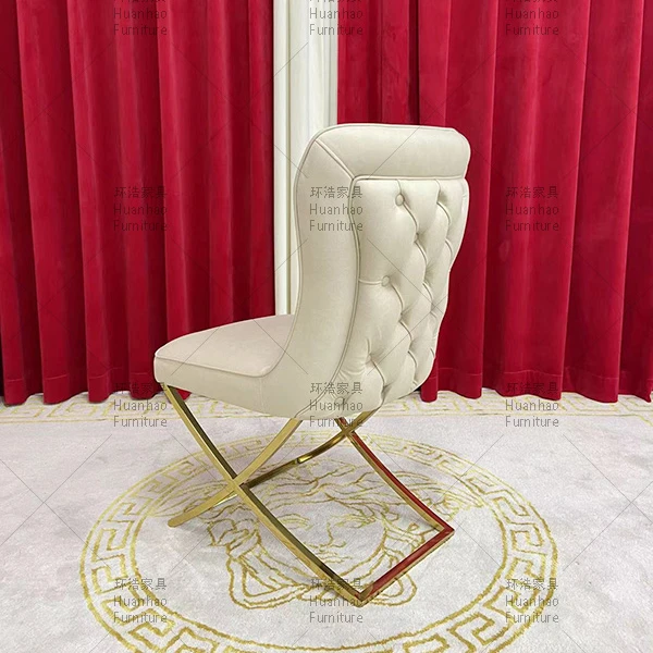 Wholesale modern dining chairs Italy luxury good quality dinning room furniture gold stainless steel legs leather dining chairs