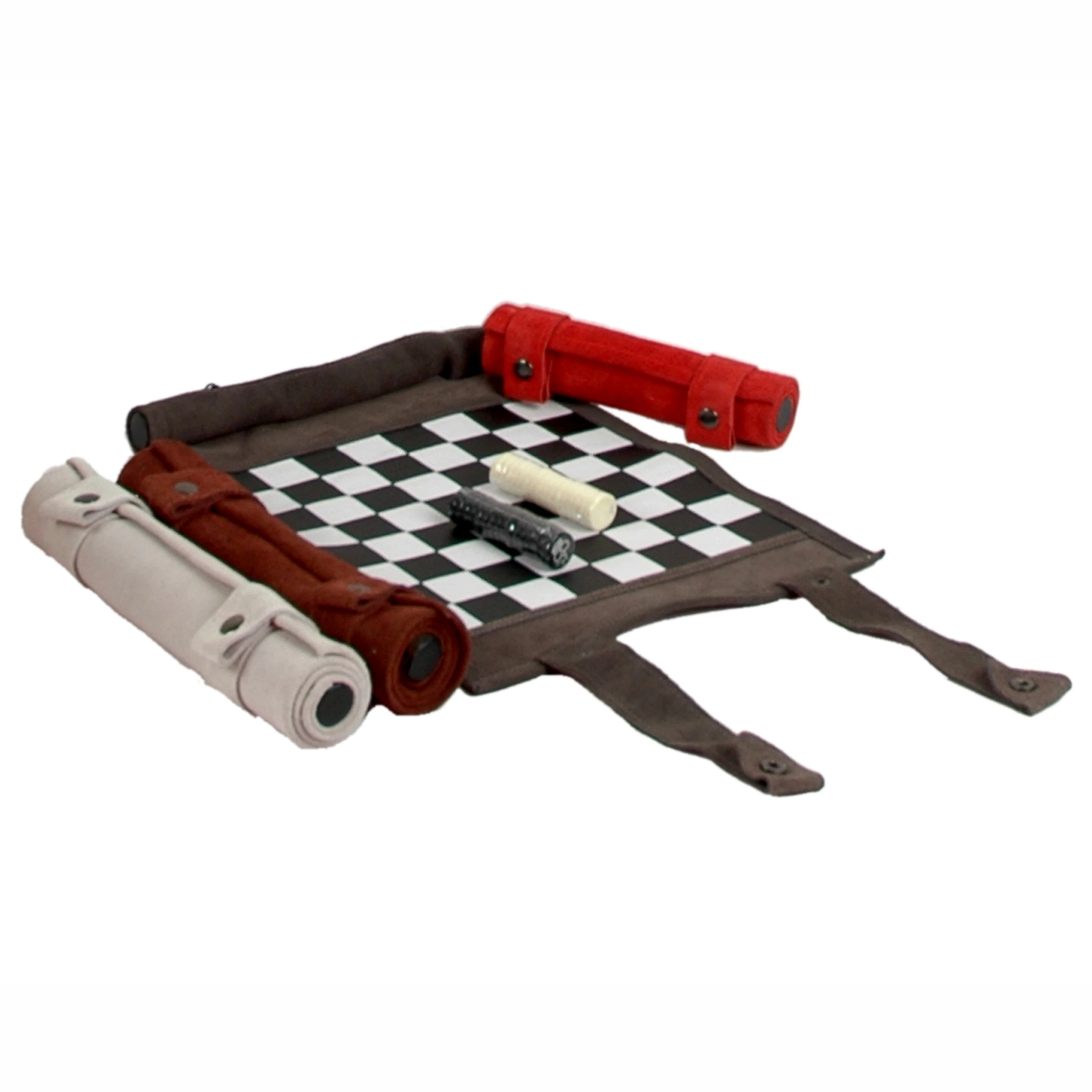 Factory customizing real suede leather chess roll travelling chess game