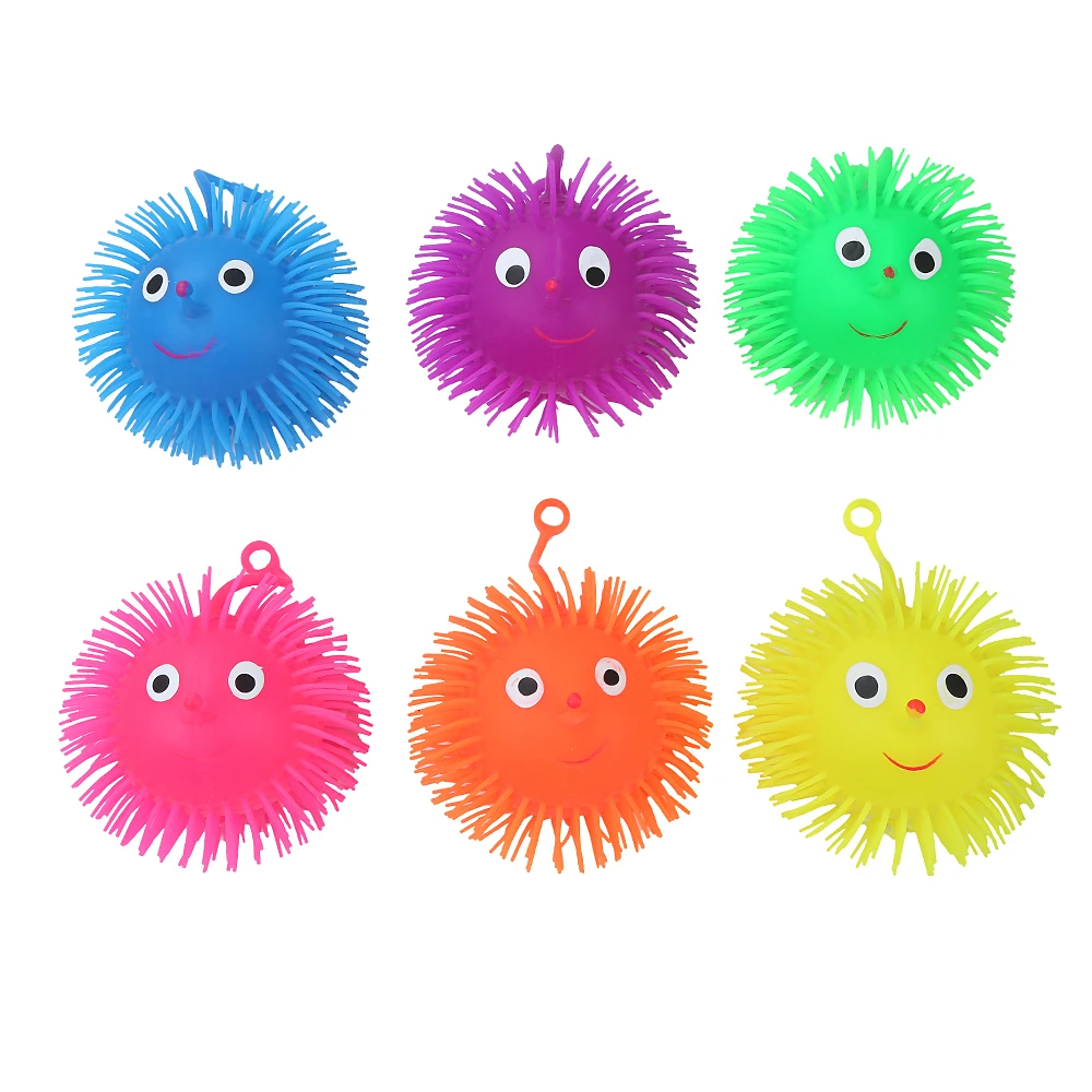 Kehui Smiling Squeeze Puffer Balls Tpr Fluffy Light Led Soft Puffer Balls On A String