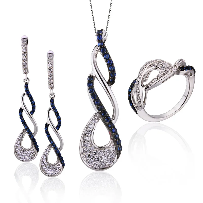 Wholesale Rose Zirconia Stone Purple Gold Plated 925 Sterling Silver Amethyst Crystal Women Jewelry Set