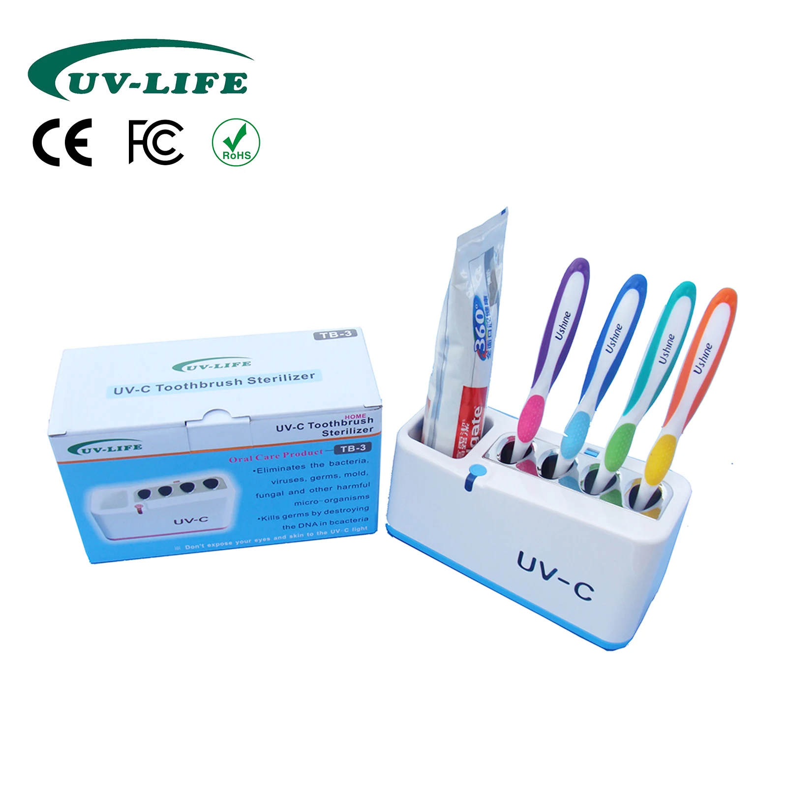 Uv Sterilizer Automatic Toothpaste Dispenser & Toothbrush Holder Battery 3W DC Lamp 4x AA / 6V uv toothbrush sanitizing	box