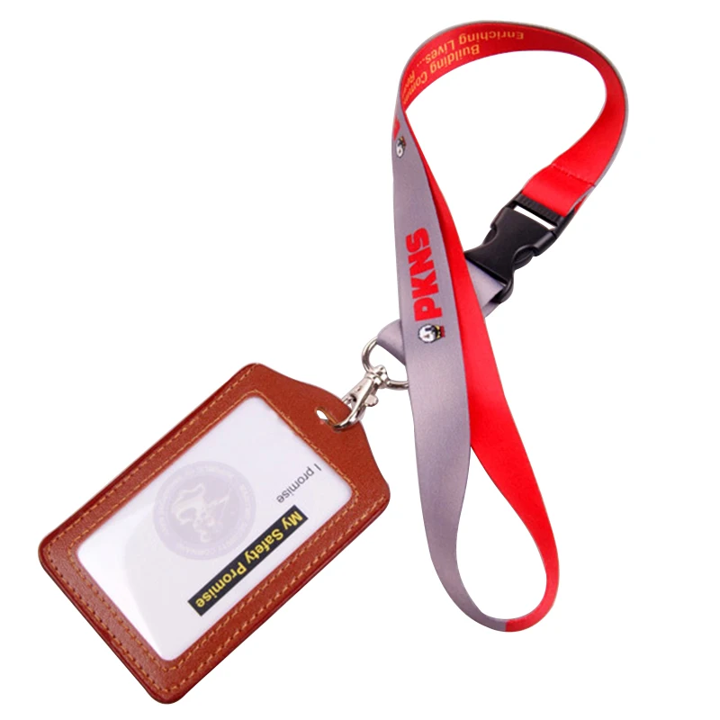 Badge id card holder lanyard,ID card lanyards with logo printing,double clip id card holder lanyard