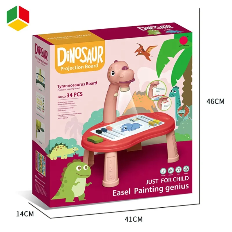 QS Hot Sale Parent-child Interactive Color Projector Art Dinosaur Drawing Desk Children Projection Drawing Board Toys For Sale