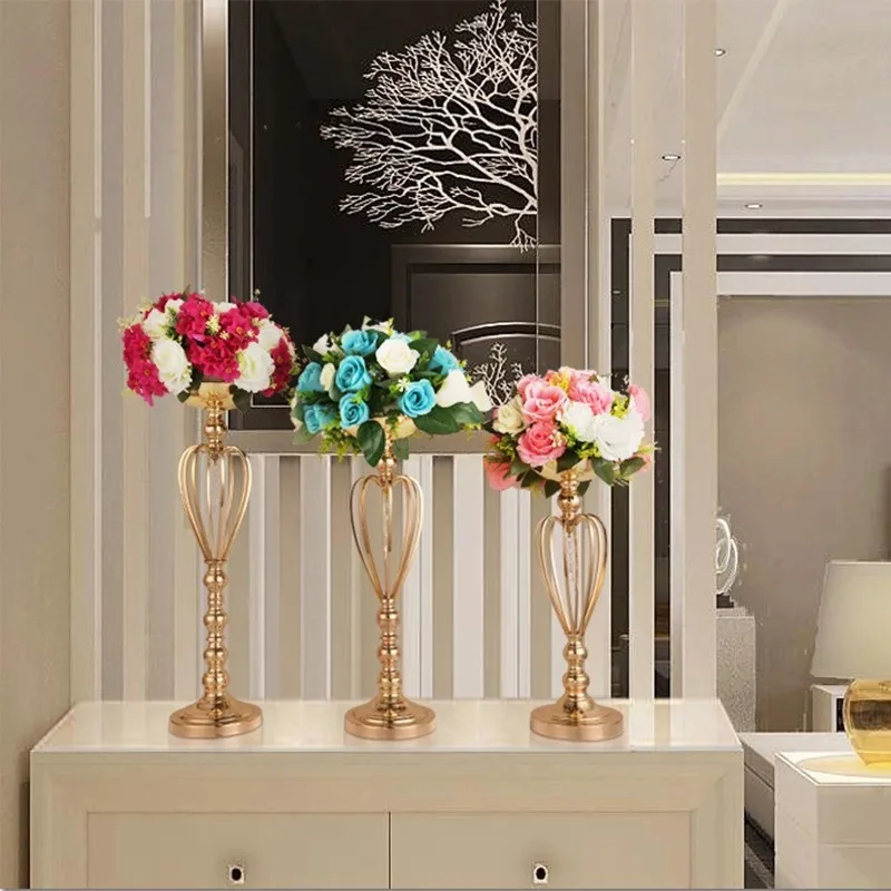 Creative Iron Art Deco Candlestick Vase Tabletop Wedding Banquet Metal Decor Home Living Room Floral Arrangements Hotel Banquet