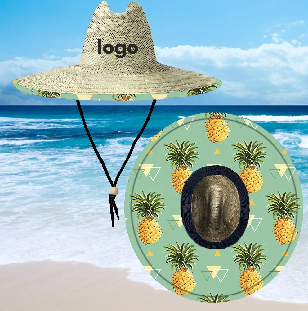 Wholesale one piece personalized fashionable men summer hats men sun surf lifeguard life guard natural straw surf hats for men