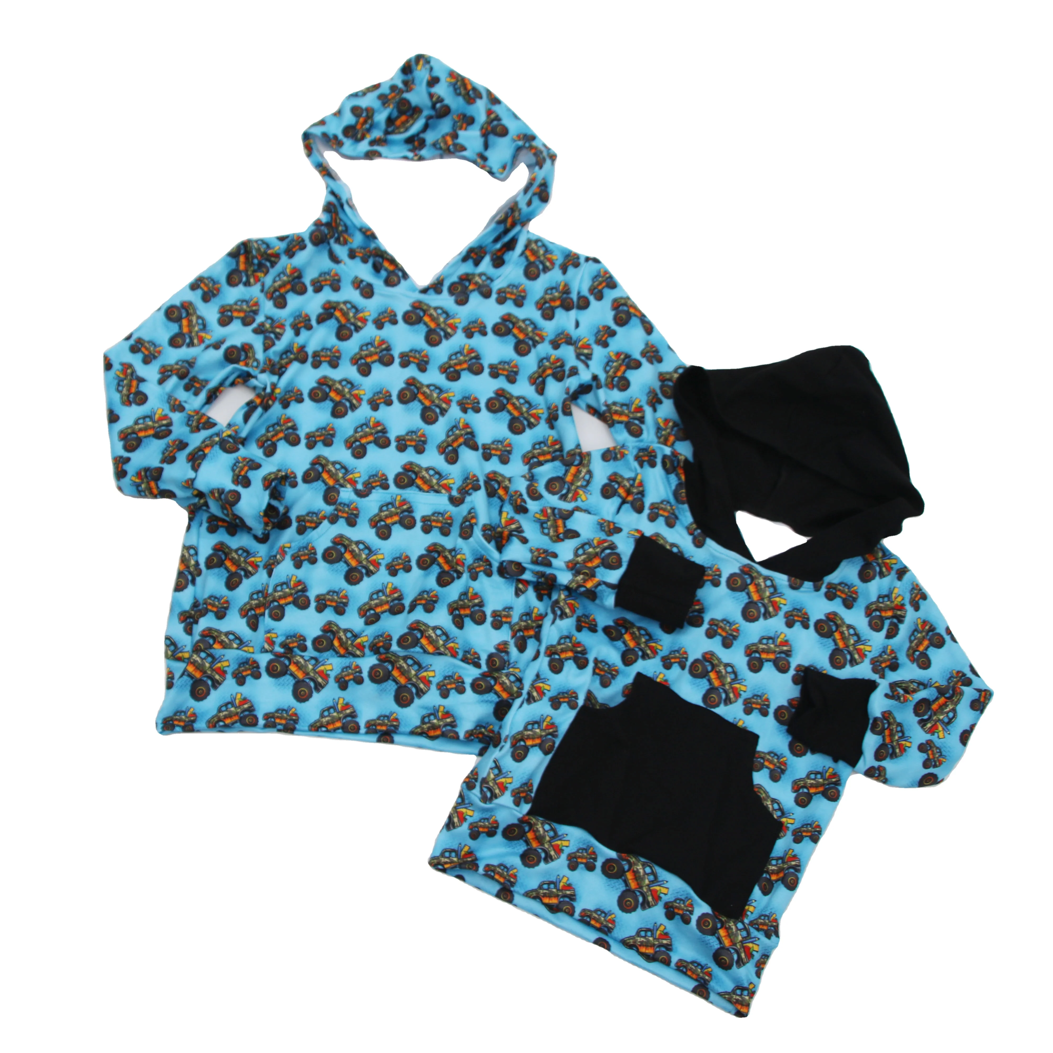 Осенние детские толстовки и свитшоты с синими рисунками автомобилей для маленьких мальчиков карманами