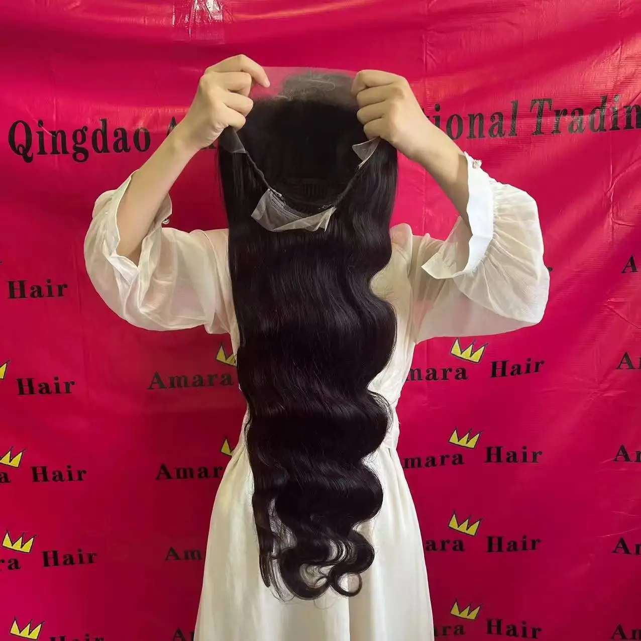 Amara hot selling 28 in body wave frontal wig 13*6 full lace front wig body wave swiss lace body wave wig in stock