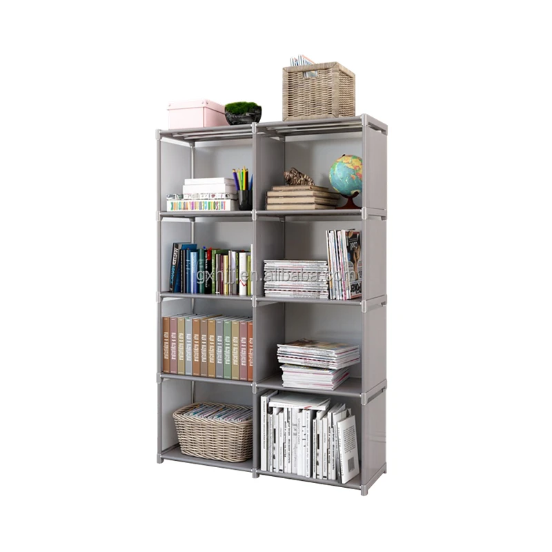 12mm steel tube storage rack movable portable non woven kids shelf bookcase storage cabinet toys bin