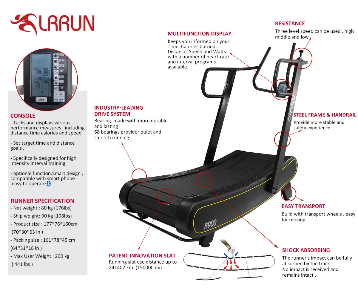 
Rlrun tosora R900 woodway curved treadmill for gym use manual treadmill running machine air runner 
