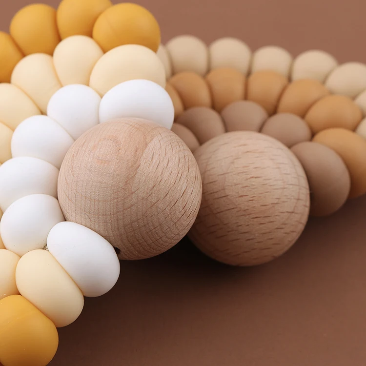 Silicone Teethers Rainbow DecoR Food Grade Baby Teething Toys For Teeth Bpa Free Silicone Beads Baby TeetherS