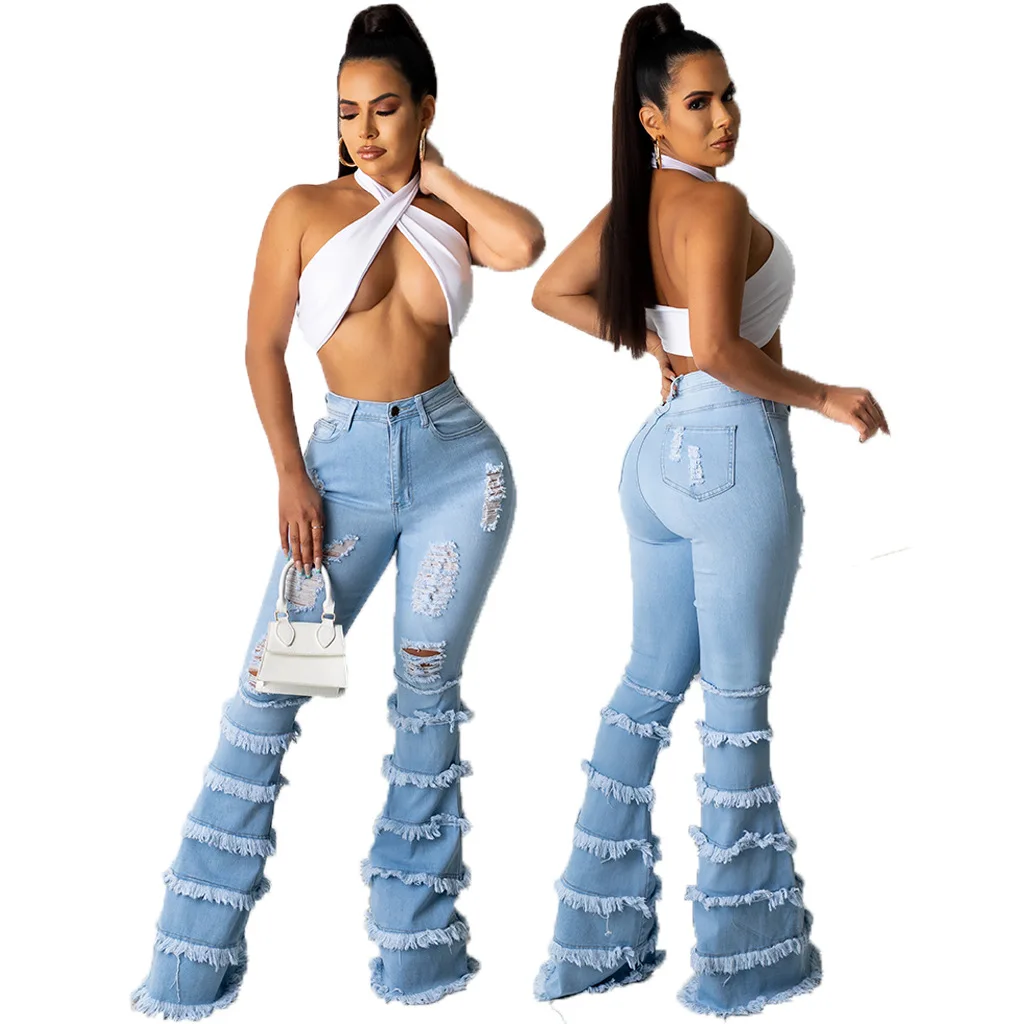 Bell Bottom Wide Pant Colombian  Ropa De Mujer Bootcut Straight Leg Denim For Baggy Womens Designer Jeans