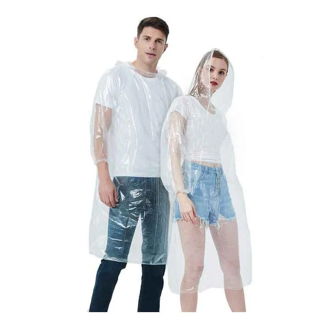 6pcs Clear Rain Poncho, Disposable Ponchos for Adult Super Waterproof for Theme Parks Hiking Camping Sports Events