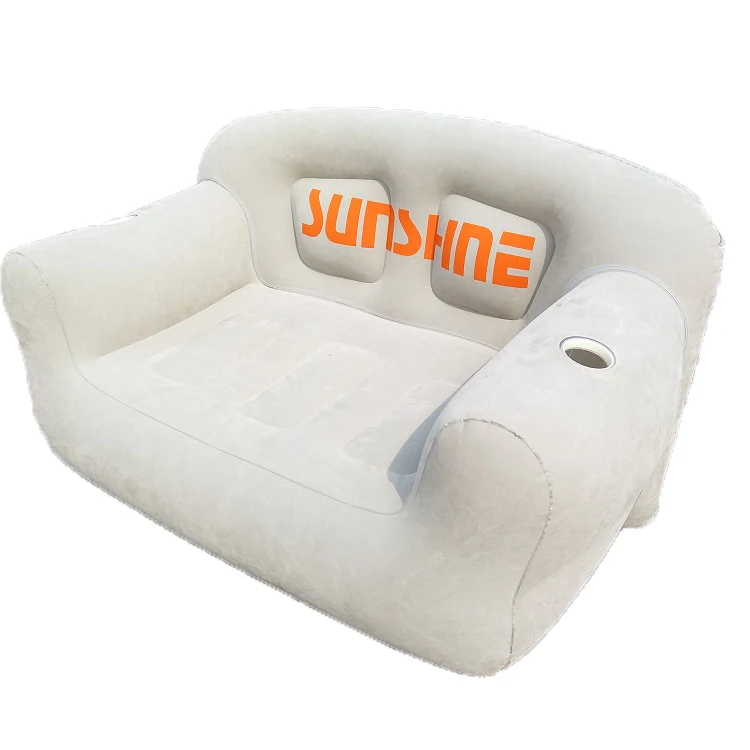 Custom Furniture Floding Inflatable Bedroom Sofa Chair Lounge Back Double Seat Flocking Inflatable Sofa