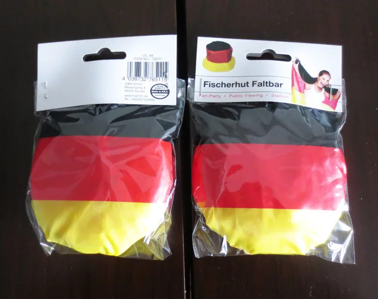 Hot Selling Fans Cowboy Hat Polyester Folding Collapsible Cowboy Hat Sunhat Germany Hat For Football Soccer Fans