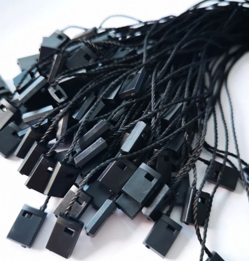 Polyester Product String Luxury Cloth tags Seal String With Embossed logo Plastic Seal Hang tag string