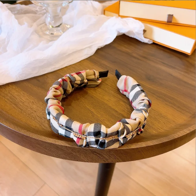 Designer Headband Camel Striped Plaid Rhinestone Bow Headbands Women Fashion Headwear Hair Accessories