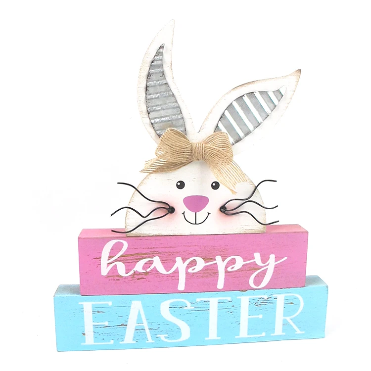 
The best factory hot sales easter rabbit hanging decoration wood plaque signs wholesale 