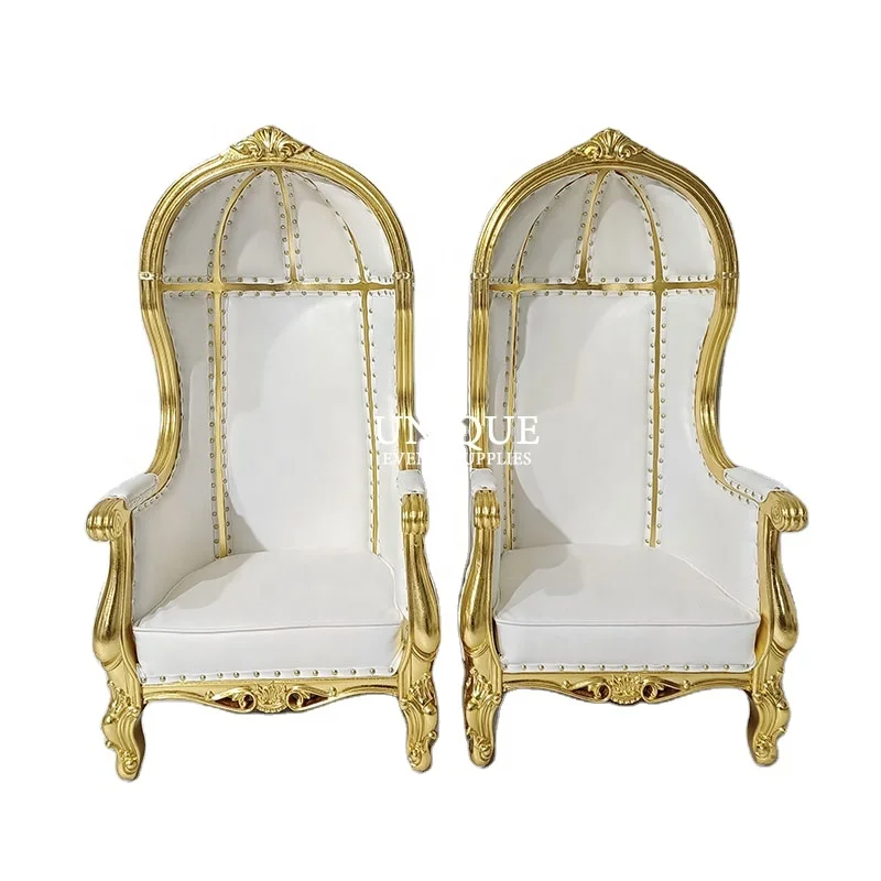 Romantic luxury wedding mandapa double seater pink gold bird cage throne chair for bride and groom birthday party rental use