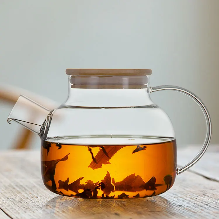 M Hot sale large capacity lemon tea teapot high borosilicate glass drinking kettle with bamboo lid