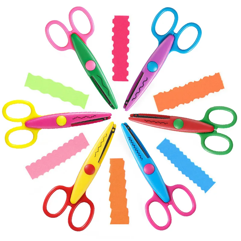 Cute Assorted Colors Non-stick Decorative Edge Zig Zag Paper Craft Scissors DIY Fancy Pattern Scrapbooking Cutting Tool For Kids