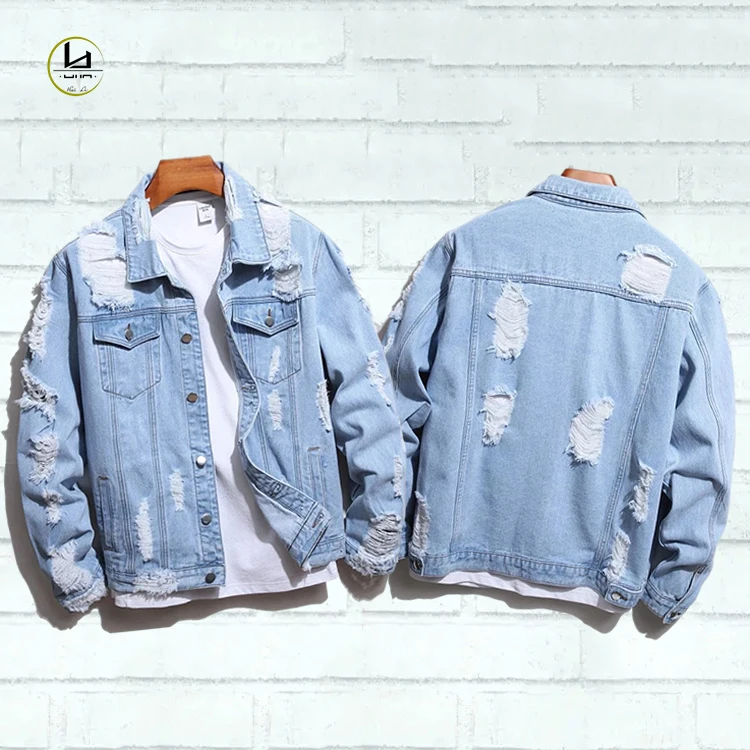 Новые модные куртки, мужская повседневная рваная джинсовая куртка большого размера, мужские джинсовые куртки на заказ