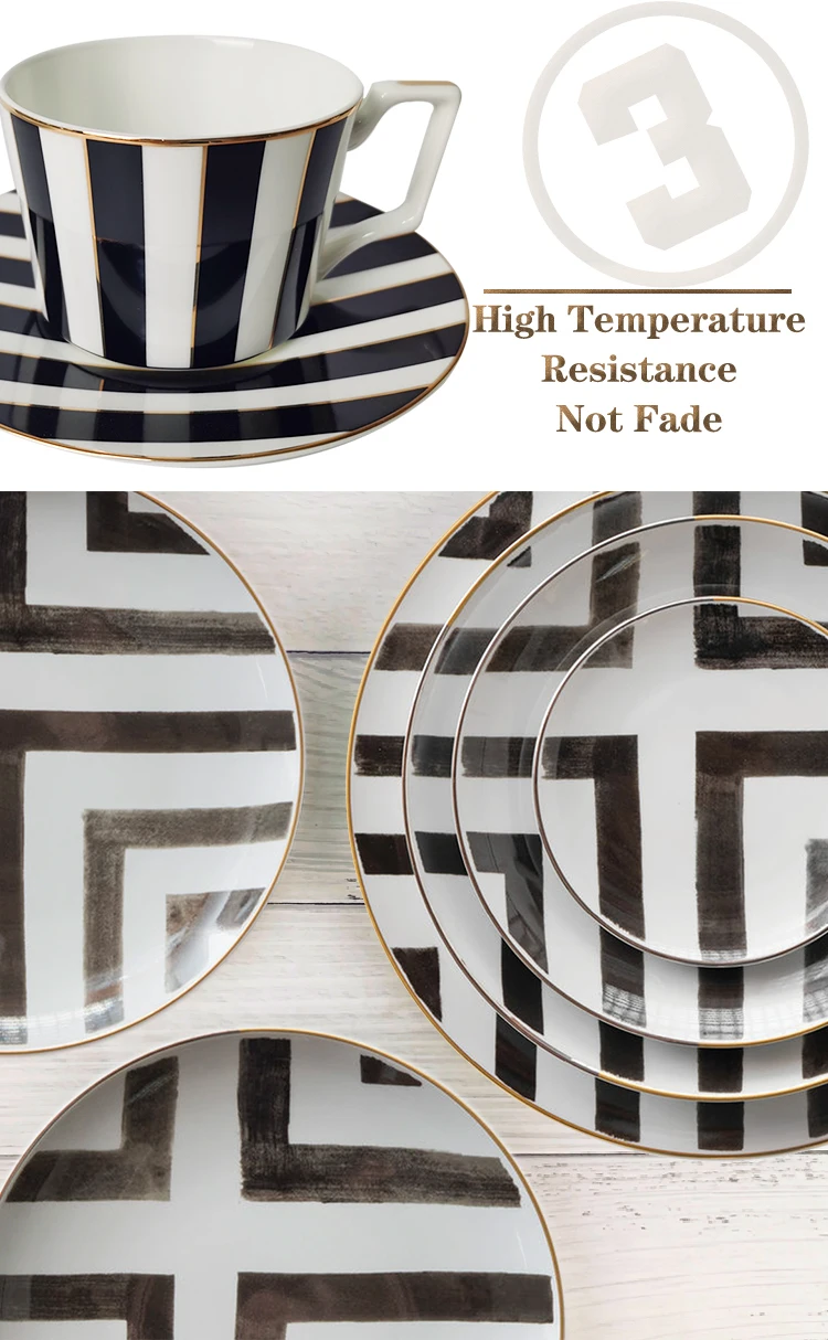 Ceramic Geometry Round Plate Ceramic Dinner Tableware Plate Dish Porcelain Dessert Dinnerware Cake Plate 6 8 10 Inch Christmas