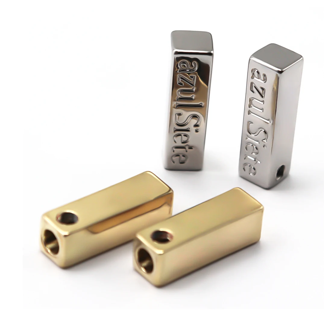 Wholesale Fashion Gold Silver Shoe Lace Tips Engraved Logo Shoe Laces Head Aglets Stopper for clothings shoes and  swimming