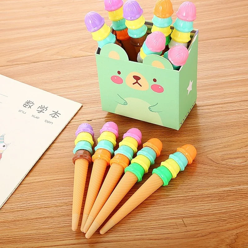 6Pcs/lot  Cute Creative Students Gifts 0.5mm Gel Pen Ice Cream Pens Cartoon Writing Kawaii School Supplies