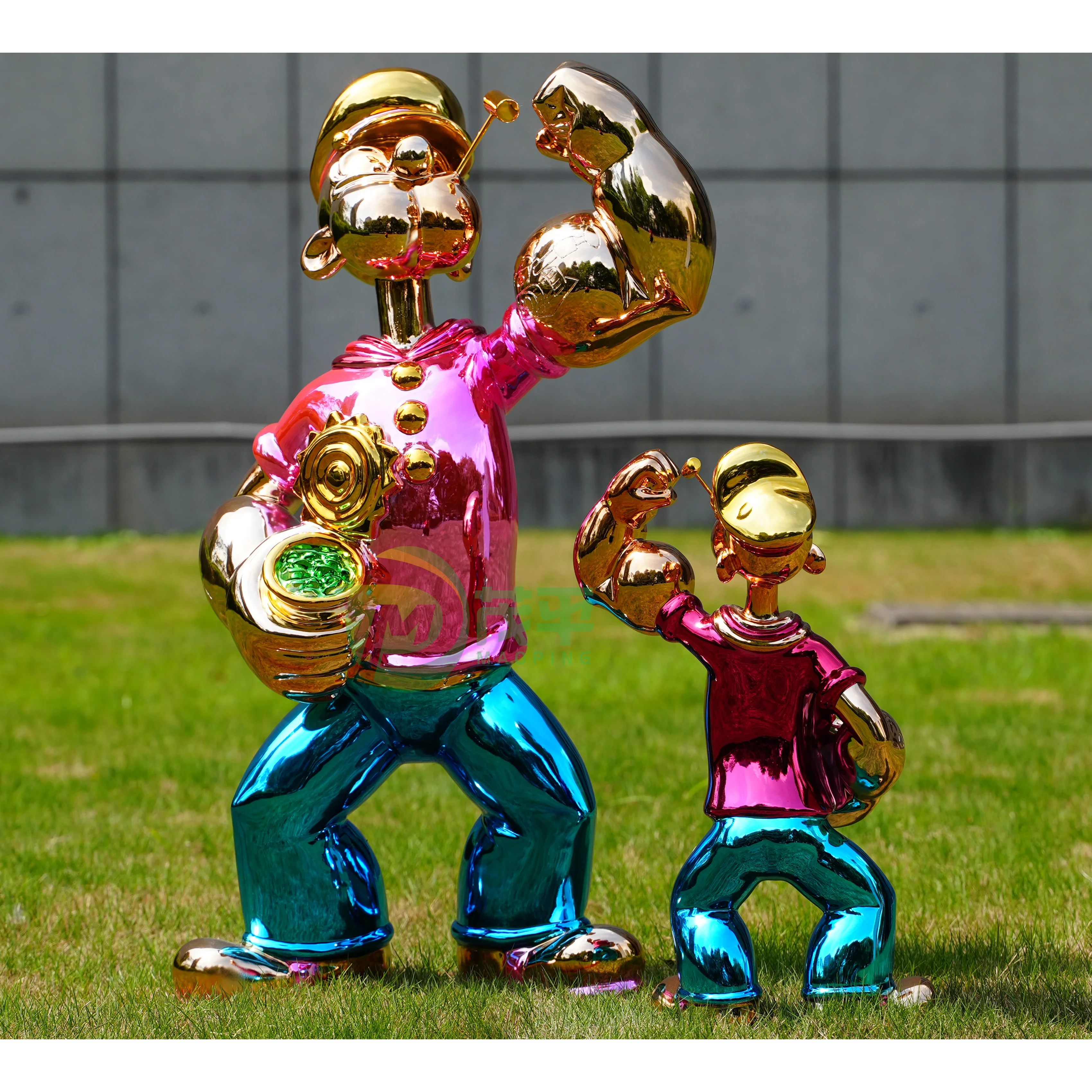 Customized Fiberglass Popeye Statue Home Sculpture Metal Art Sculpture Garden Decoration Resin Cartoon Sculpture