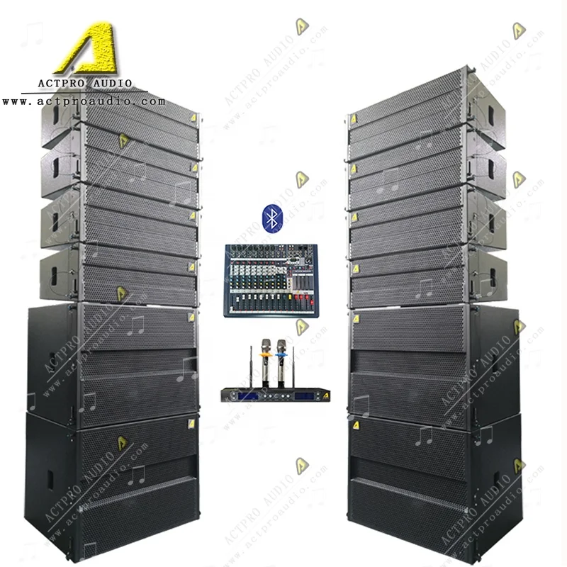 Professional Speaker Home Theater Speaker System KR208 dual 8 inch Powered Line Array 18' Power Subwoofer LA8 Power Amplifier