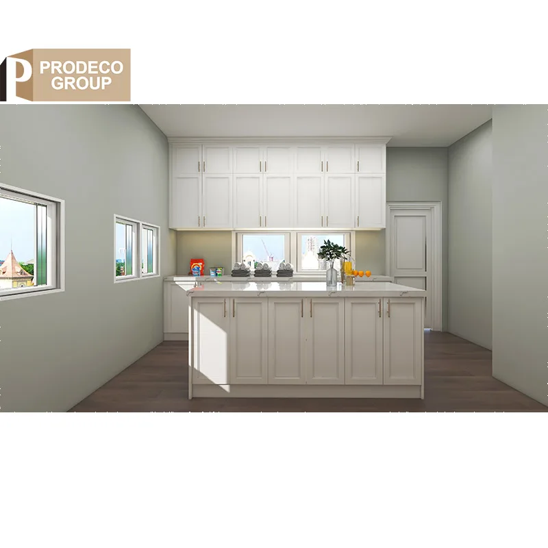 Prodeco Custom Furniture Modern Minimalistic Style Designs Small Complete L Shaped Melamine Unit Kitchen Cabinets With Island
