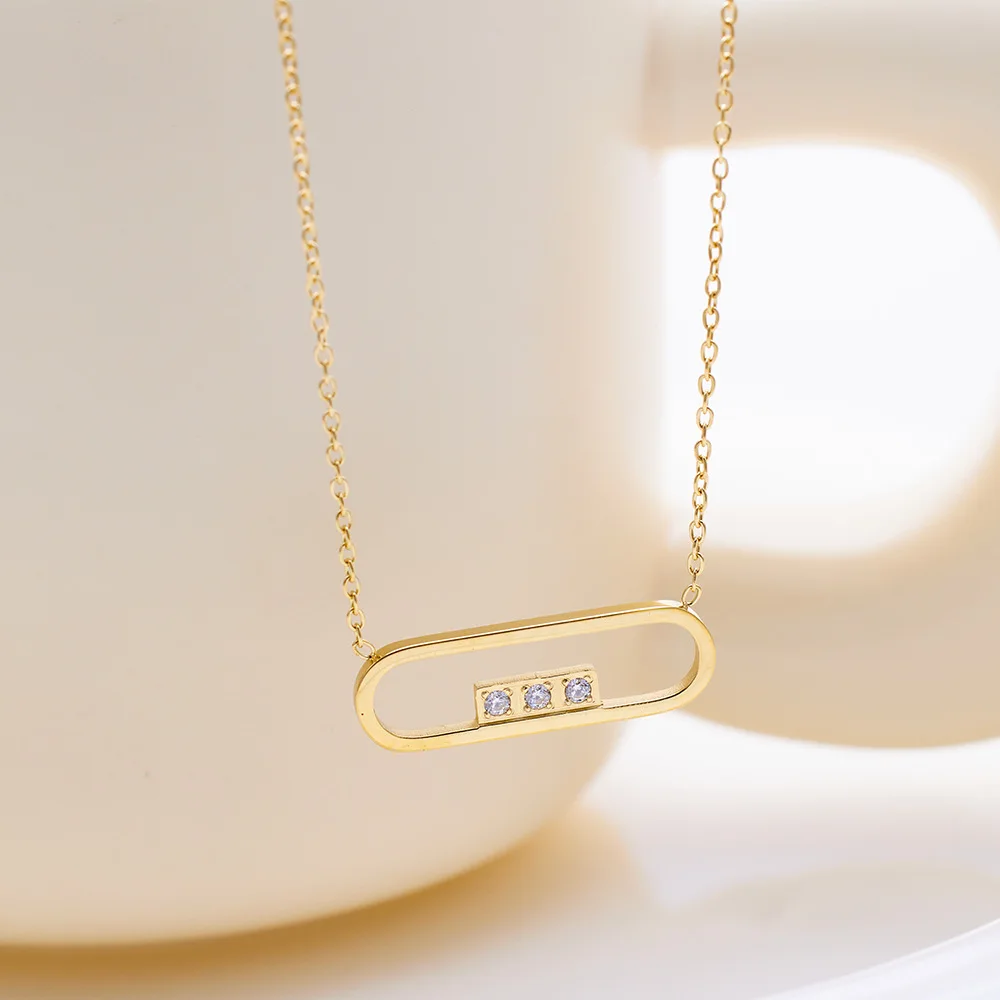 ins wind stainless steel 18k gold simple hundred collar bone chain line with diamond titanium steel necklace