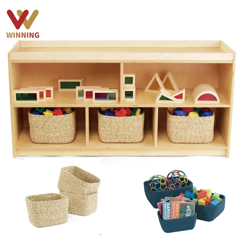 Winning Kindergarten Furniture Solid Wooden Shelf Baby Children Toys Storage Shelf Cabinets Wood Storage Shelf For Preschool