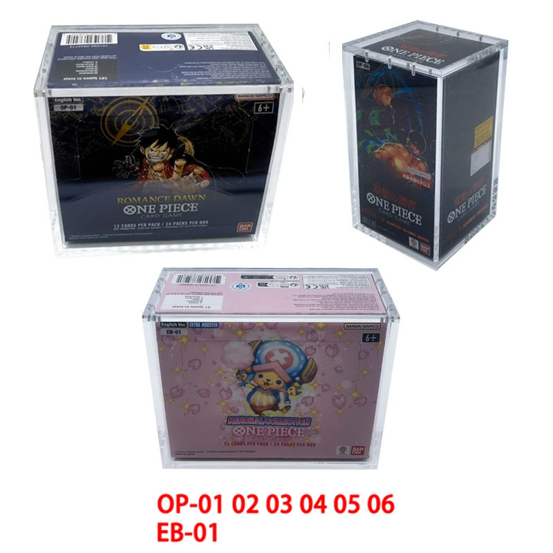 Английский Tcg цельный OP-01 02 03 04 05 06 EB 01 бустер акриловая витрина с магнитной крышкой для одной части бустерной коробки