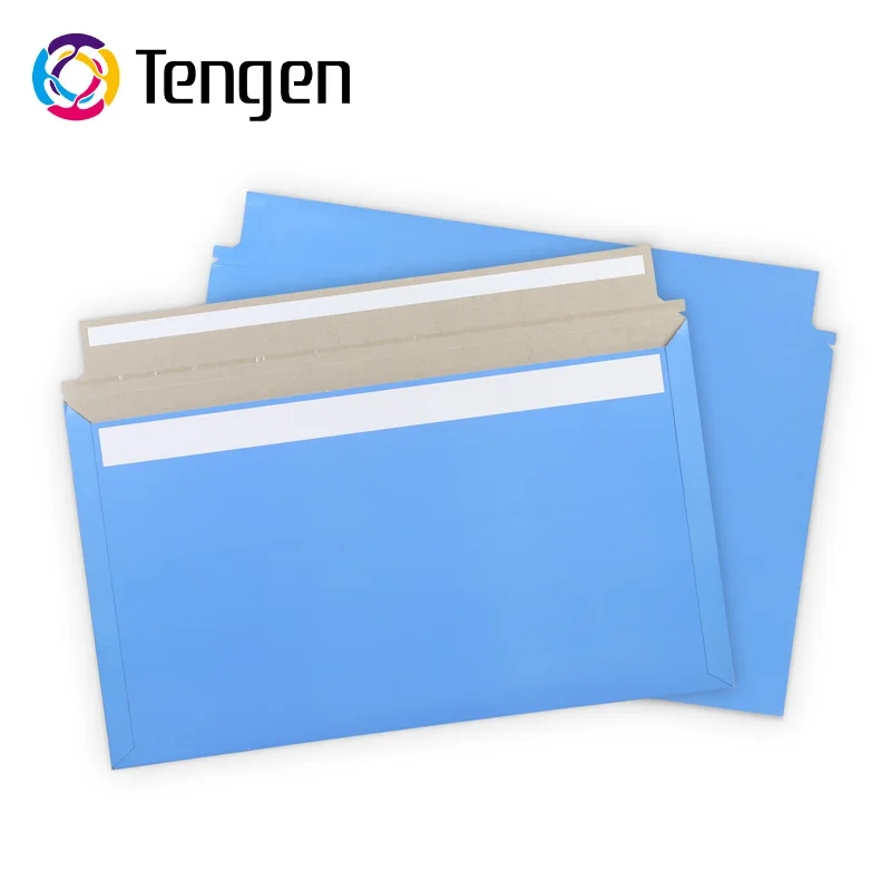 Новый продукт Tengen биоразлагаемый светло-голубой жесткий упаковочный конверт для