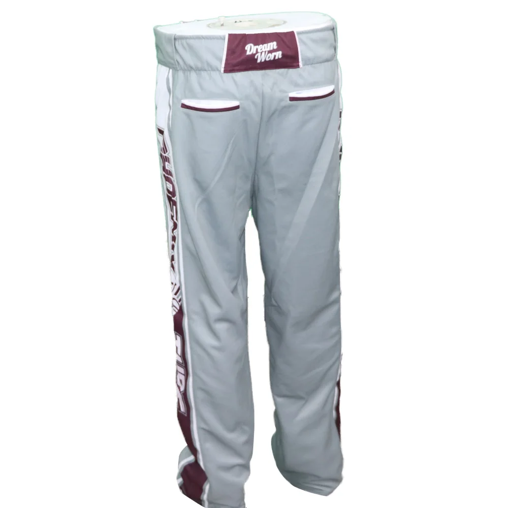 High quality custom grey printed retro slow pitch interlock game baseball pants softball pants
