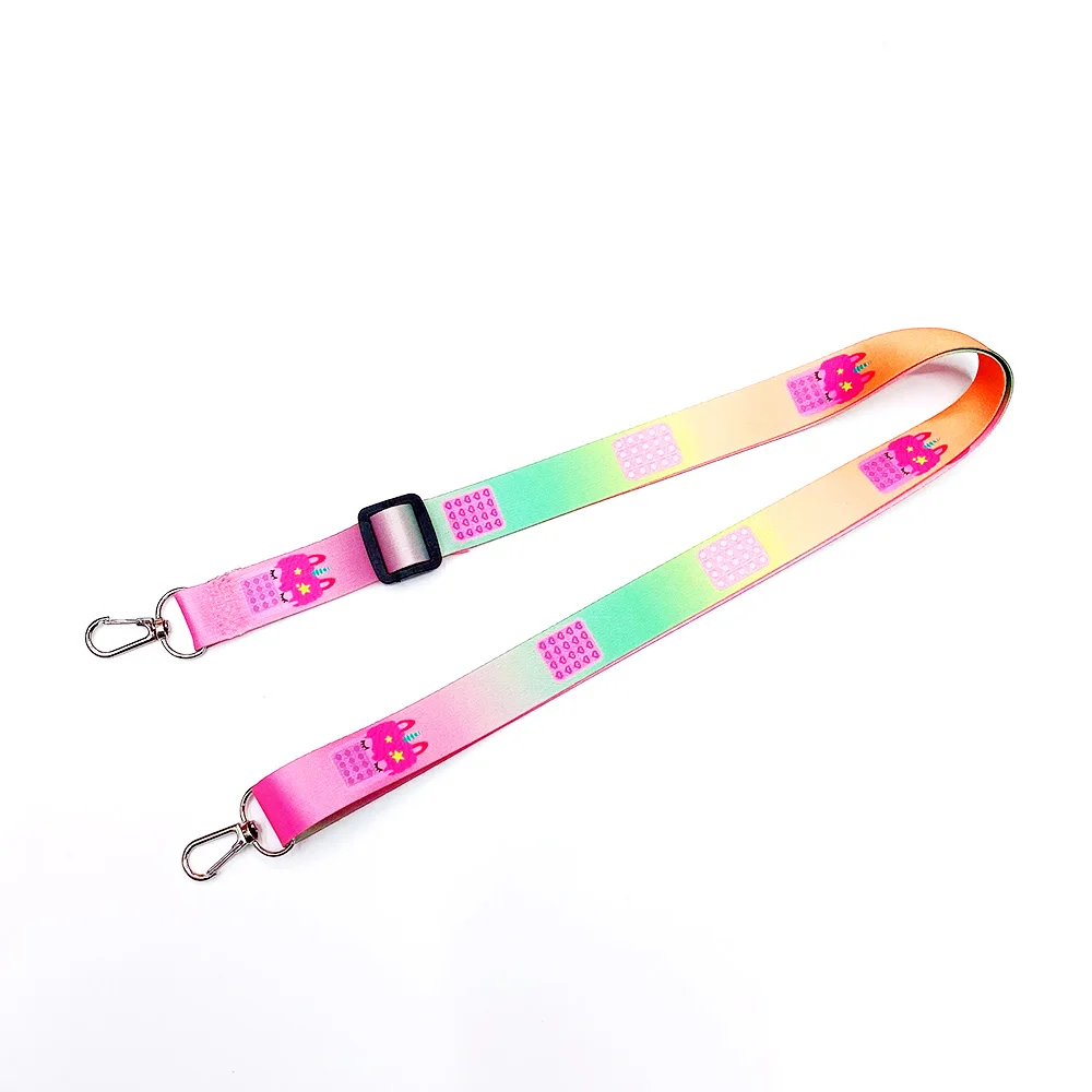 Custom Sublimated Print Logo Anime Cartoon Camera Phone Crossbody Neck Adjustable Polyester Shoulder Bag Strap Lanyard