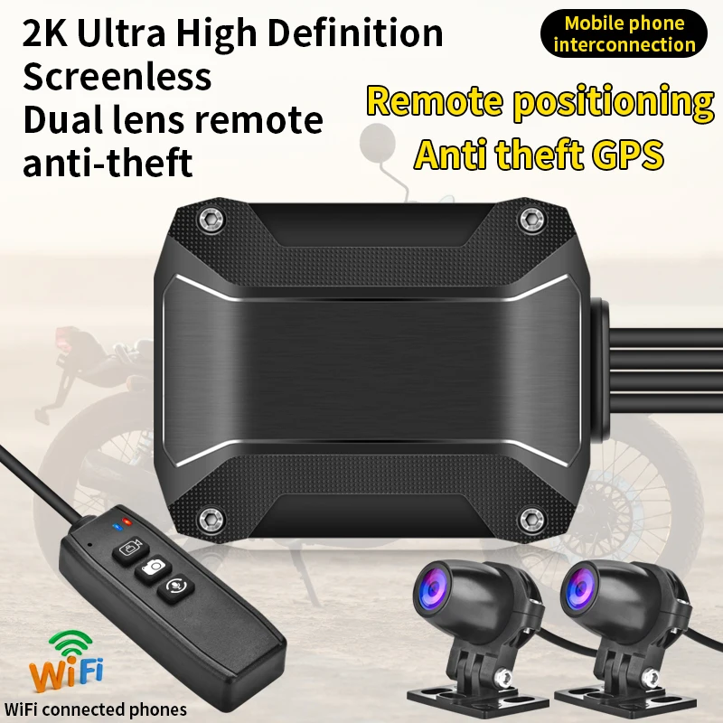 MOTO WiFi Motorcycle DVR Dash Cam 2K/1080P Full HD Front Rear View Waterproof Lens Motorbike Camera GPS Logger Recorder Box