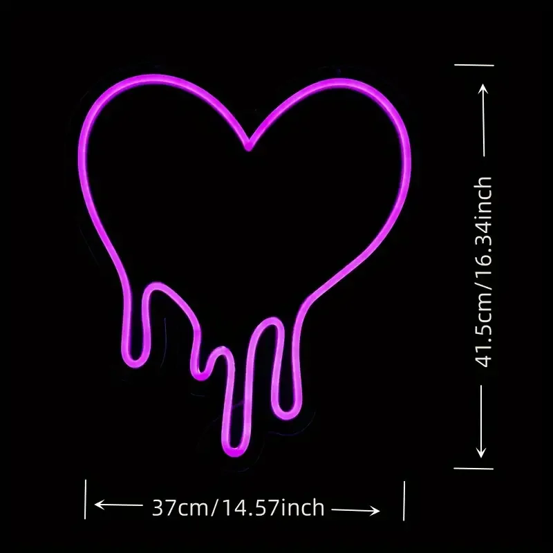 1pc Heart Mirror Neon Sign, Multipurpose Decorative Wall Mounted Light, USB Powered