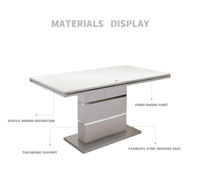 HJ HOME Modern MDF  High Gloss KD Dining Room Furniture Dining Table And Chair Set for 6 8 10 Seat Acrylic Dining Table